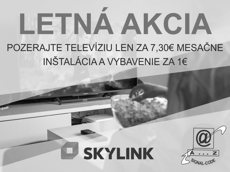 SKYLINK | Letná akcia - balík Smart za 7,30€ mesačne, inštalácia s vybavením za 1€ SKYLINK | Letná akcia - balík Smart za 7,30€ mesačne, inštalácia s vybavením za 1€